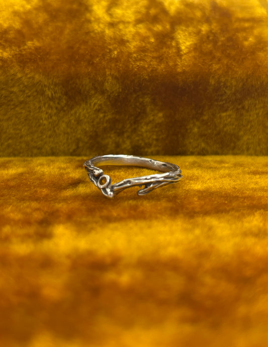 size 10 sterling silver Emma Glover made branch ring with citrine stone