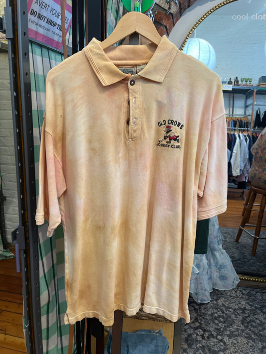 AS IS size XL vintage yellow dyed polo. old crow graphic
