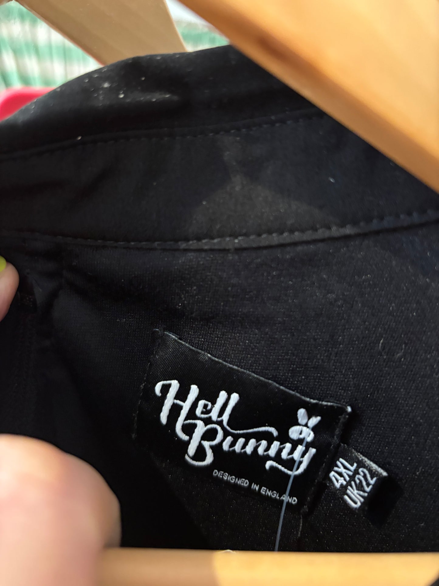 Size UK22 black with pink heart Hell Bunny dress