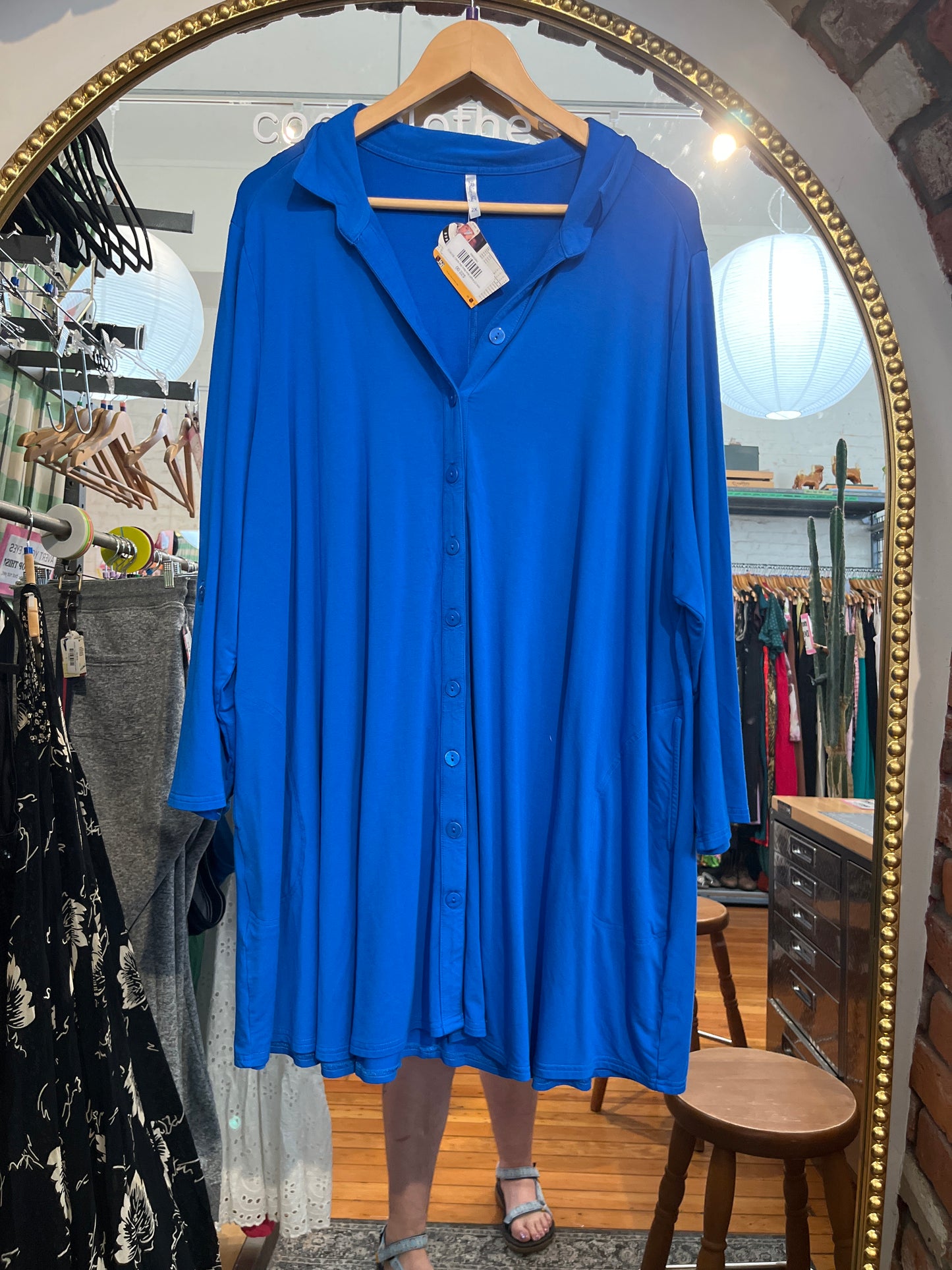 size 2X bright blue Blue Sky tunic