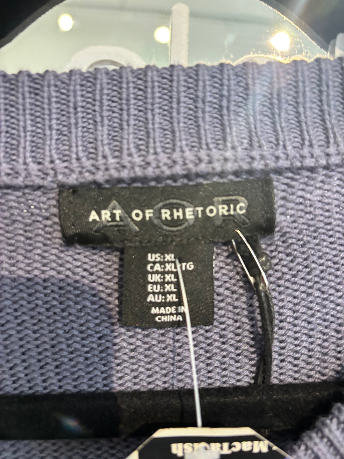 size XL dusty blue with wiener dog COTTON Art of Rheotoric sweater - knit