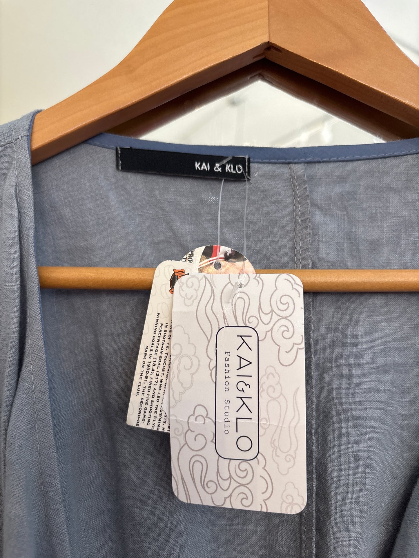 Kai and Klo Size 2X dusty blue  grey linen dress
