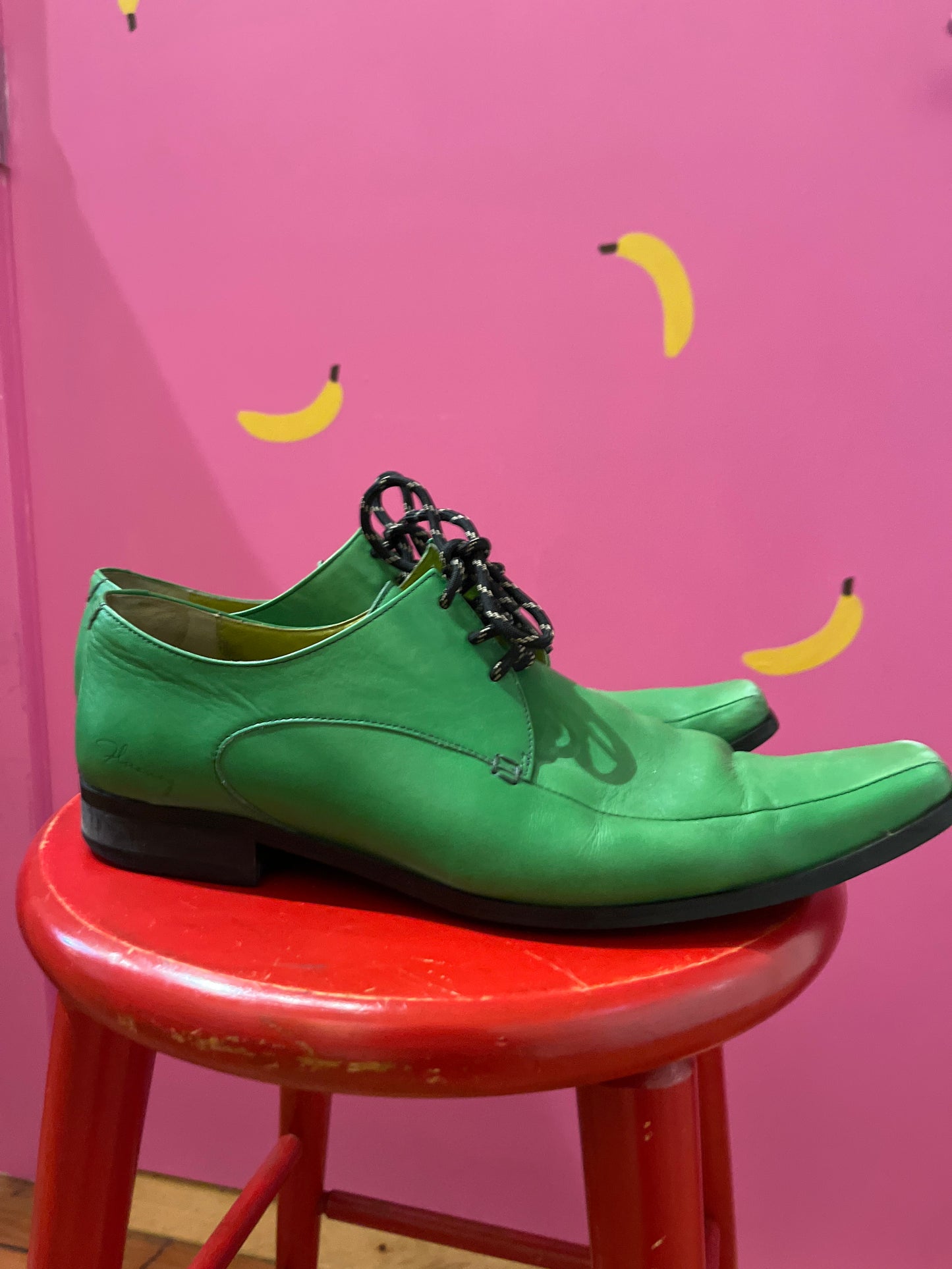 Size 11 (mens) Green Fluevog Shoes