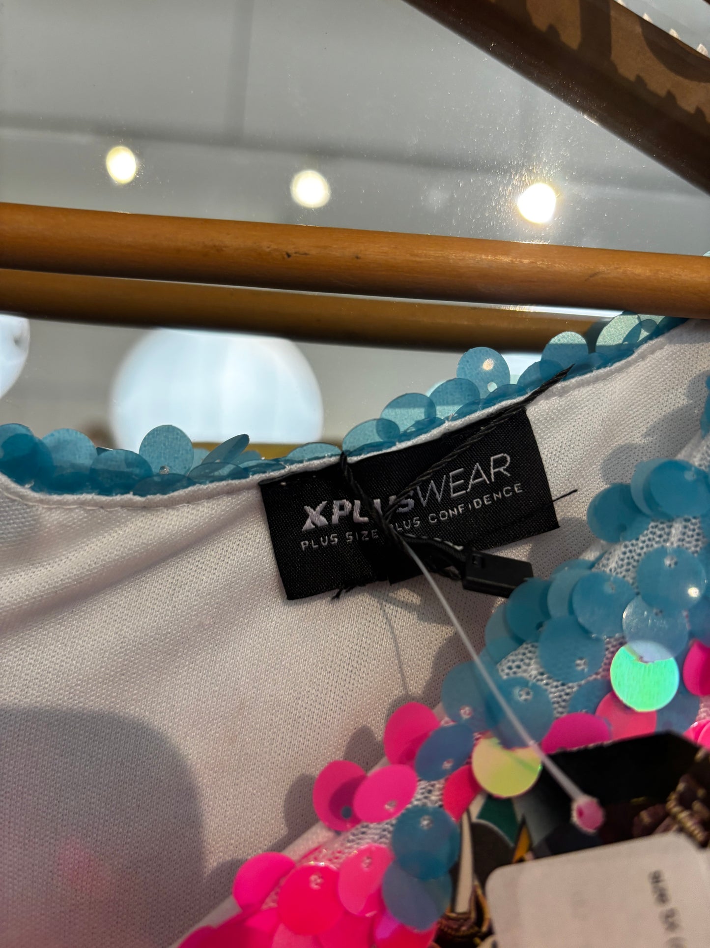 size 5X (small) pink blue sequins XPlusWear dress - boxy