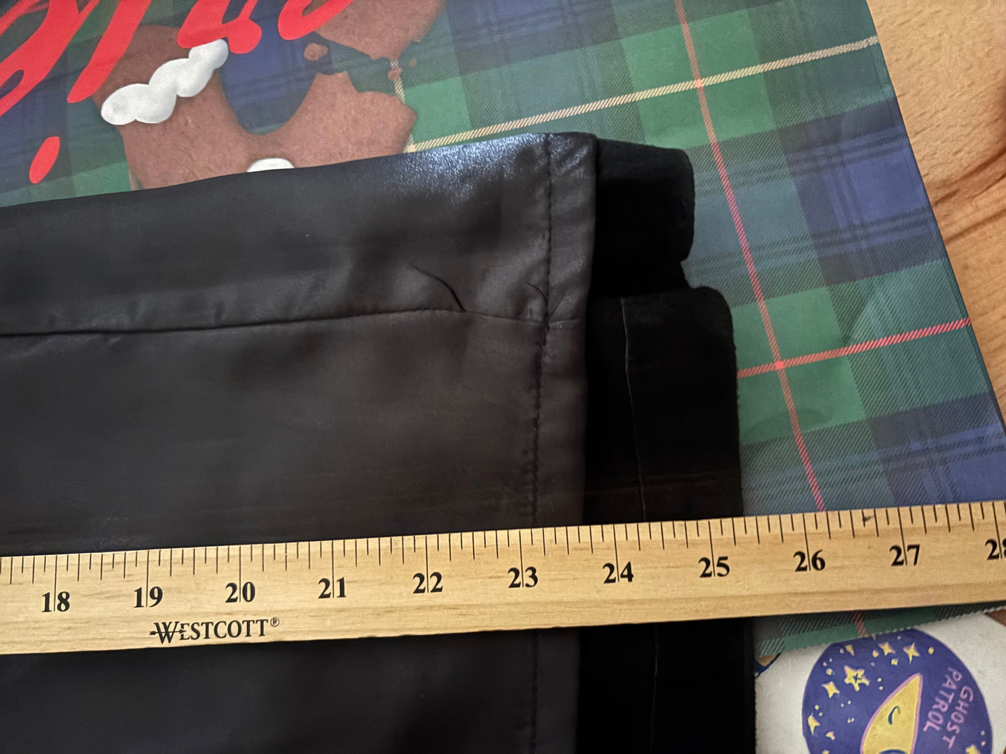 size 22 black genuine leather / suede lined VINTAGE Guillaime skirt - knee