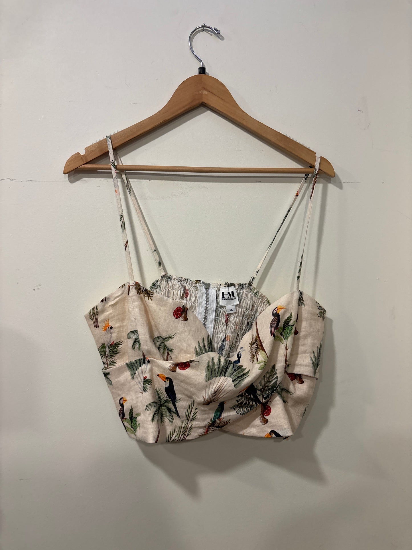Size 1X Cream Hilary Macmillan Tropics Lace Back Top