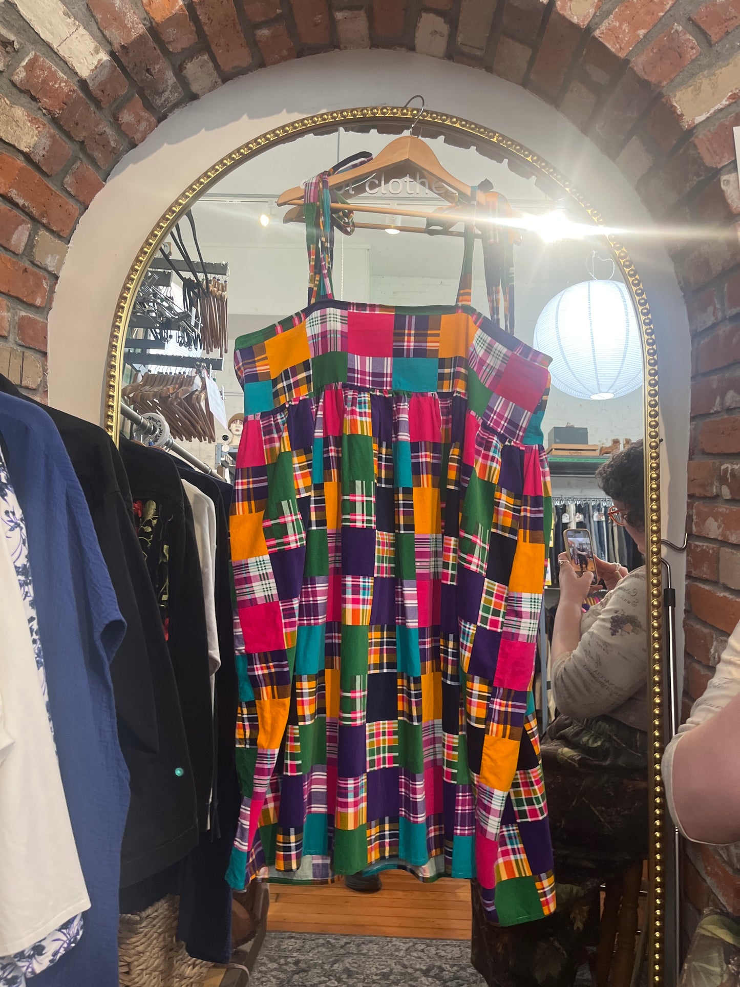 flex size pink orange patchworks Abbie Originals dress - tie straps