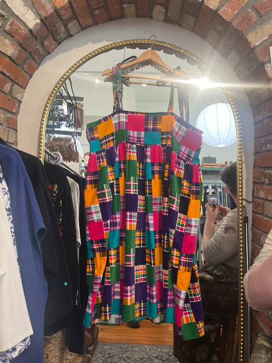 flex size pink orange patchworks Abbie Originals dress - tie straps