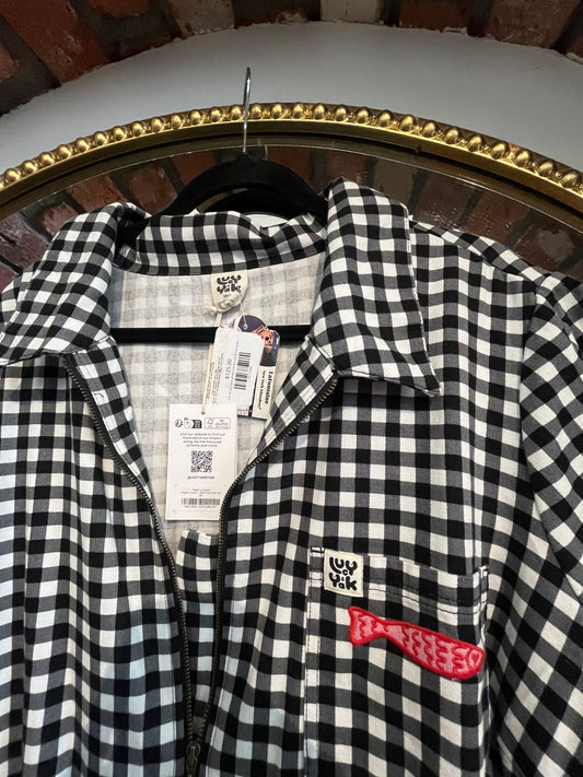 size 26 tall black white checks Lucy & Yak boilersuit