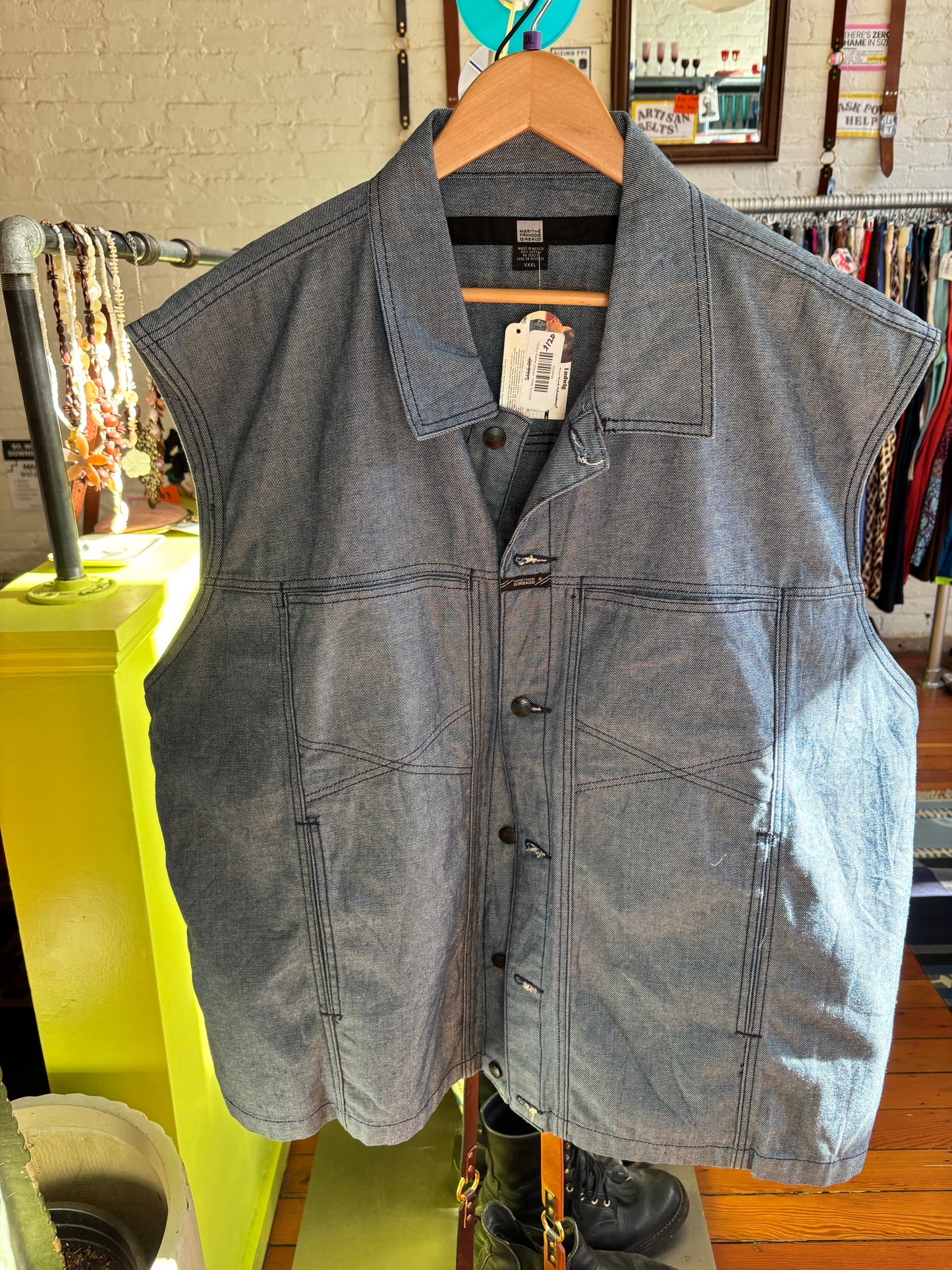 size XXXL denim VINTAGE Marithe Francois Girbaud vest - button up