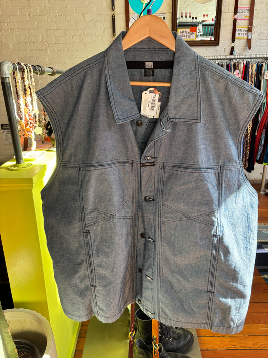 size XXXL denim VINTAGE Marithe Francois Girbaud vest - button up
