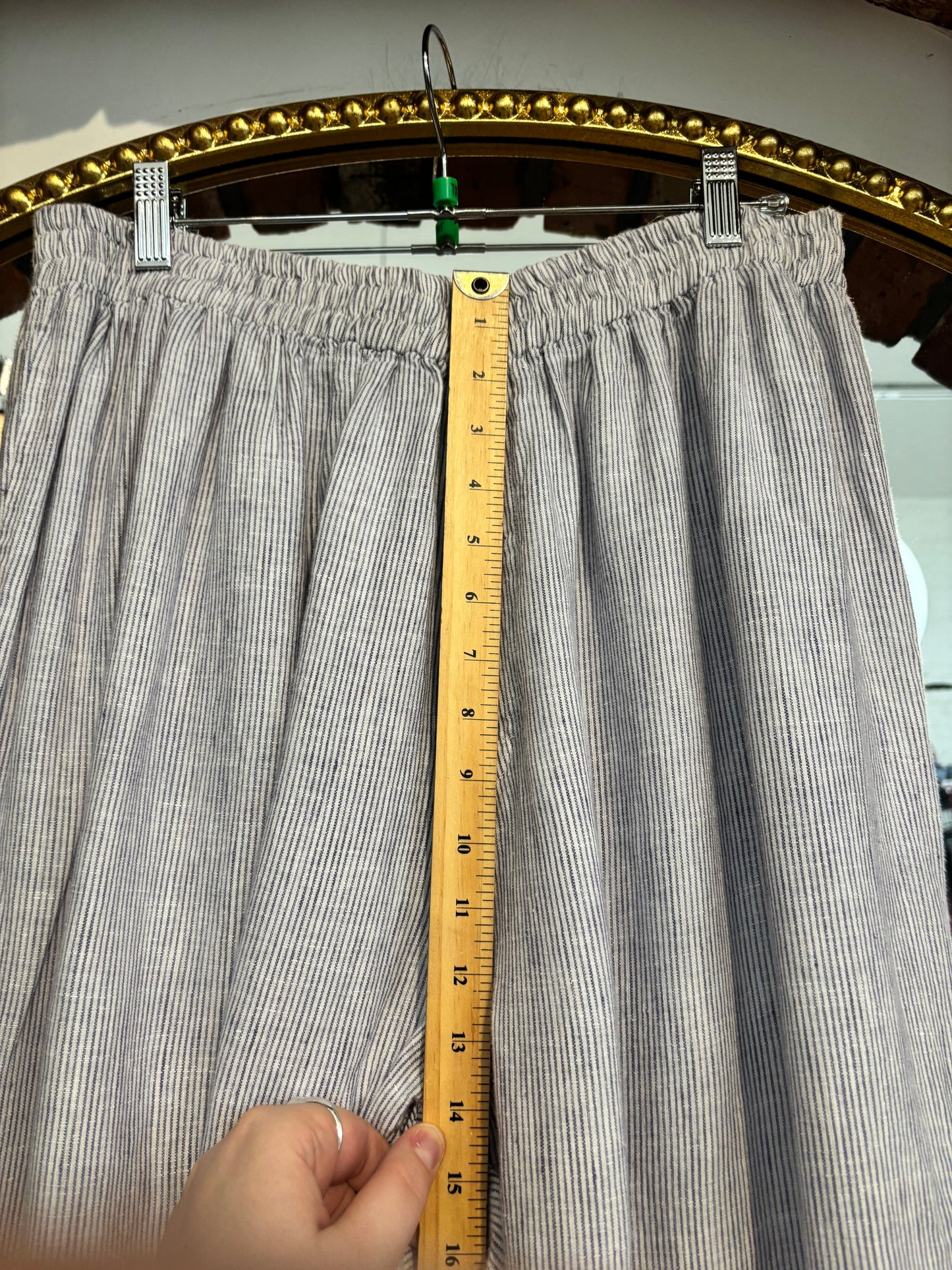 size L/XL white chambray stripe linen Shelter PJ SET- 2 piece