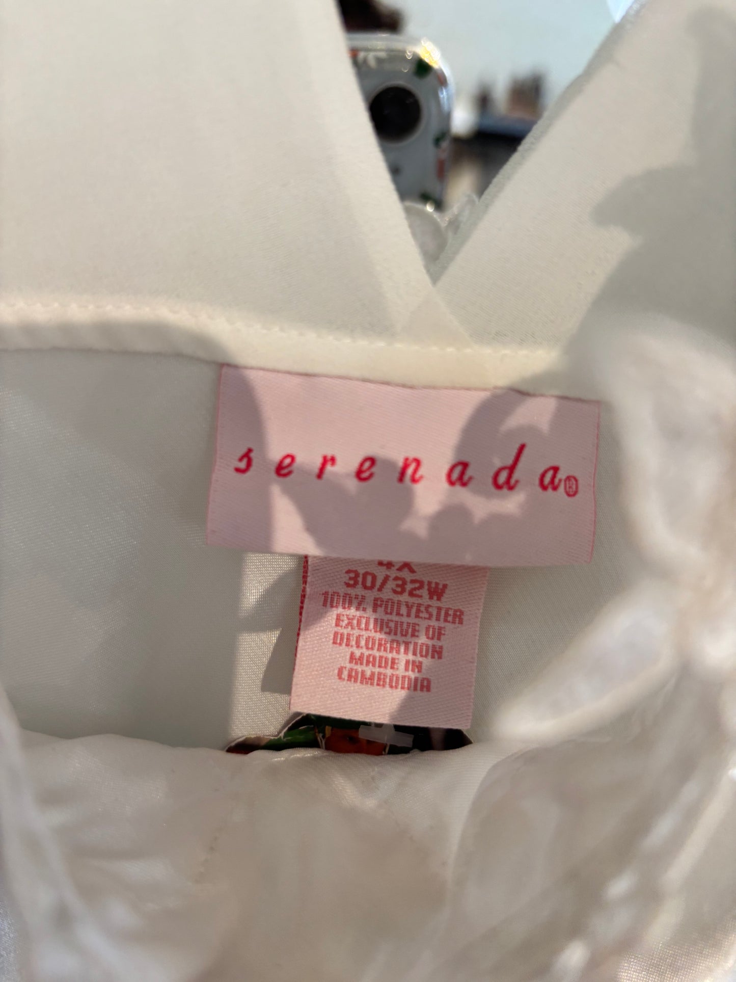 AS IS size 4X (30/32) white satin VINTAGE Serenade dress - slip
