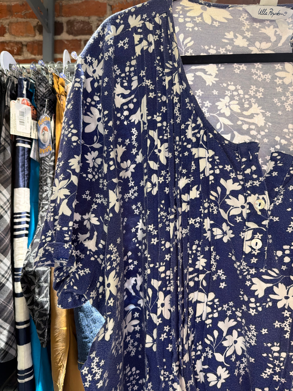 size flex blue with white flowers Ulla Popken dress