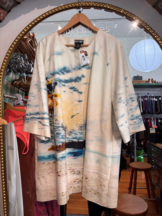 size 18 cream tropical Lord + Taylor jacket - long