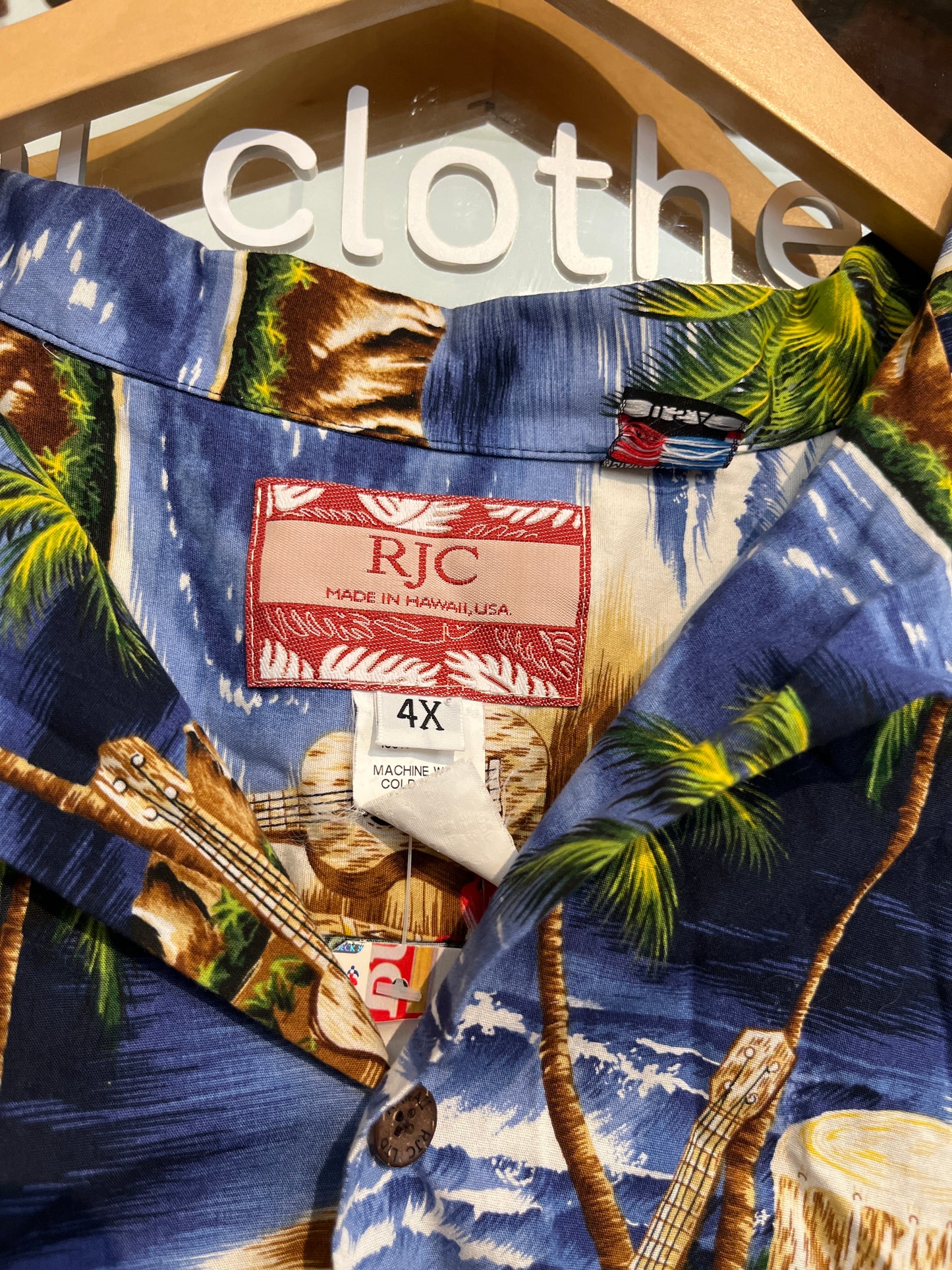 size 4XL blue landscape scenes VINTAGE RJC top - button up