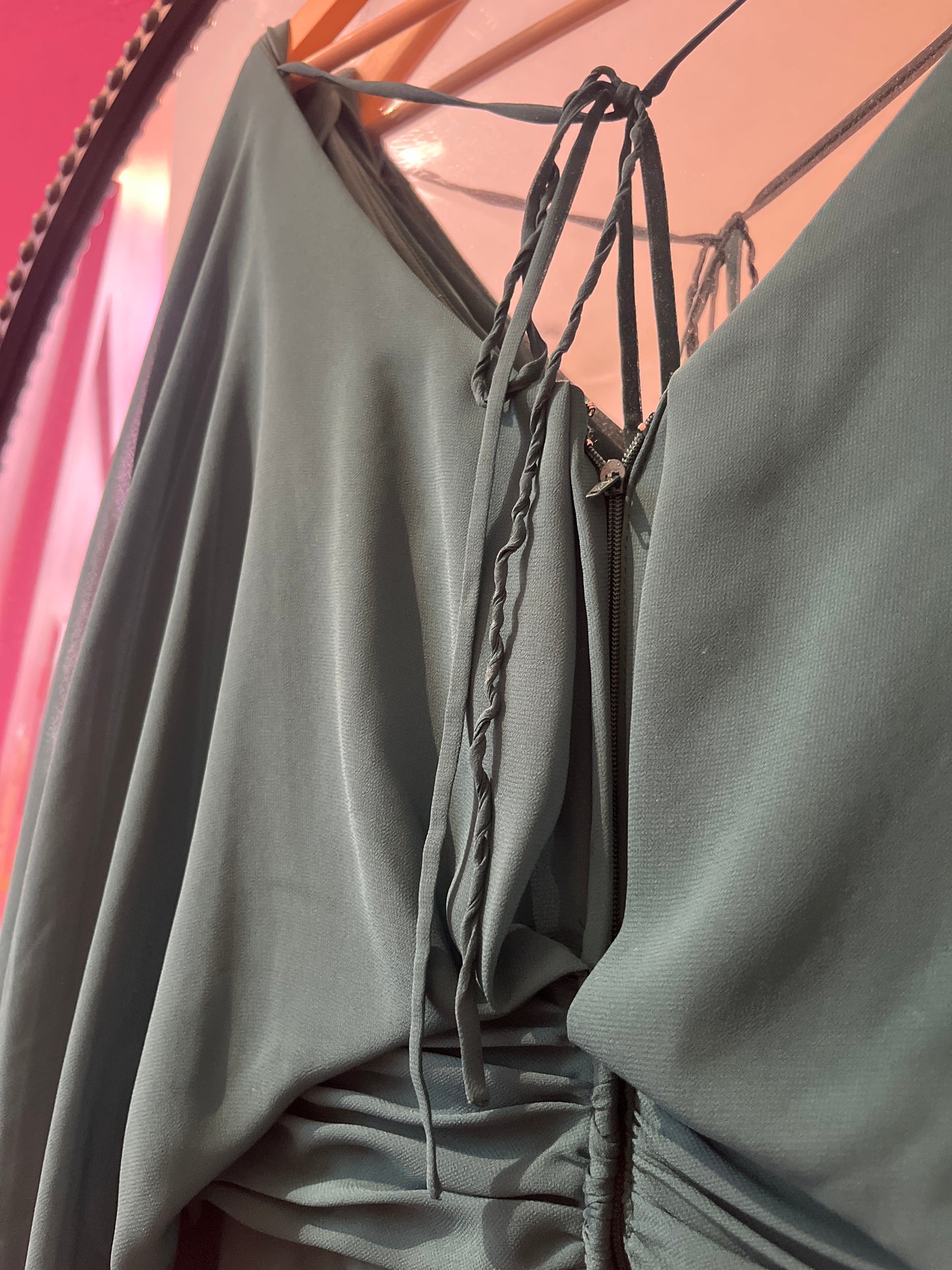 AS IS Size 24 Morilee Madeline Gardener formal emerald green dress chiffon