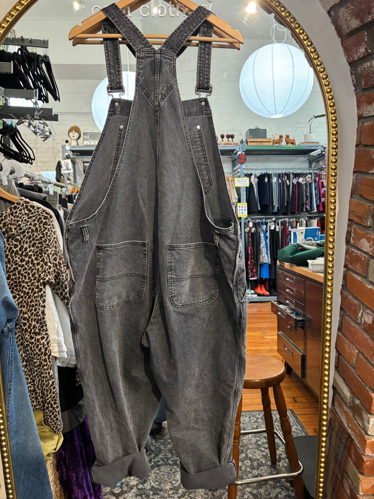 Size XL black wash denim Gap overalls