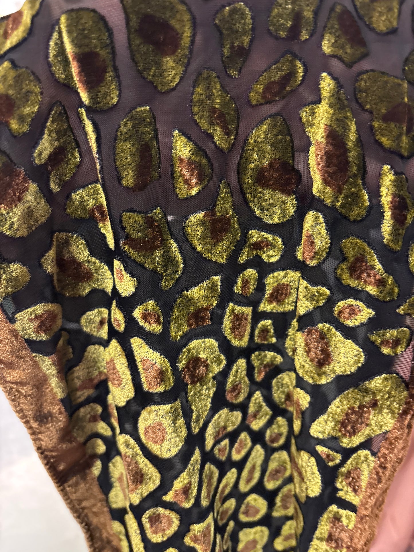 vintage silk blend velvet avocado scarf