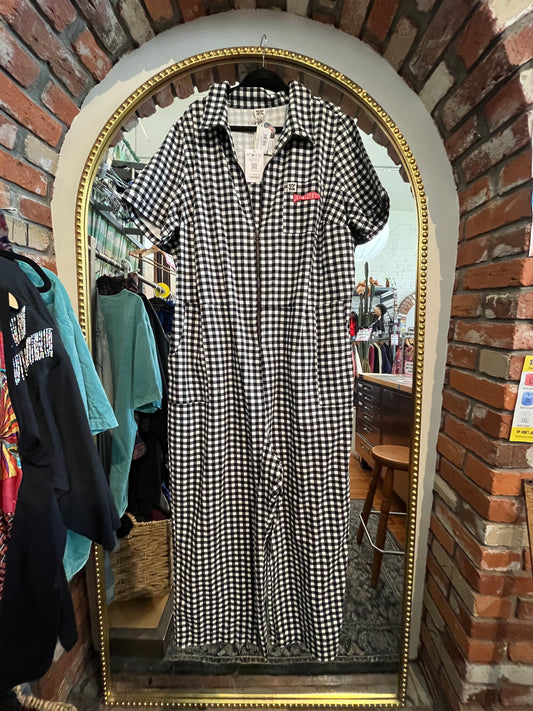 size 26 tall black white checks Lucy & Yak boilersuit