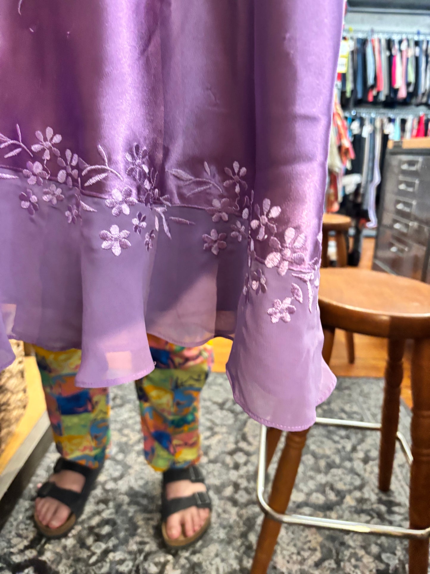 AS IS size 5X purple satin with rose P Intimates slip dress