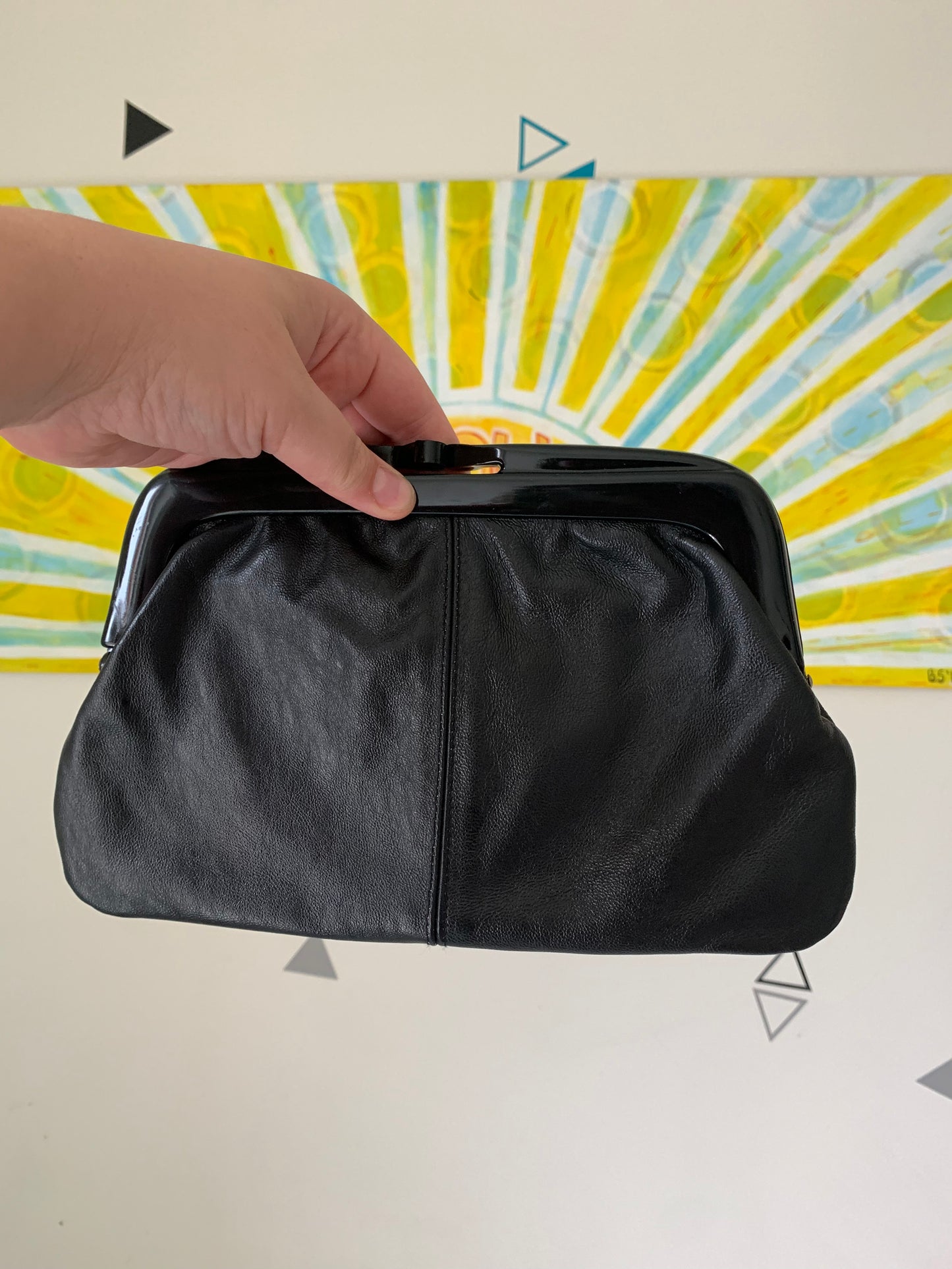 Vintage black leather clutch from EATON