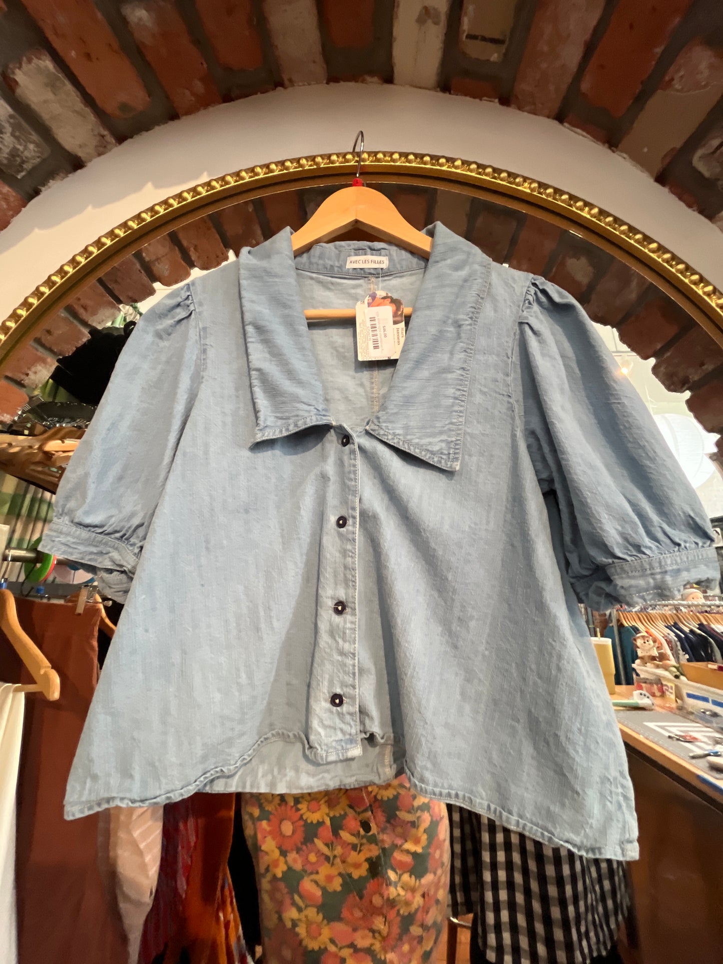 size Xlish light chambray Avec Les Filles top - short