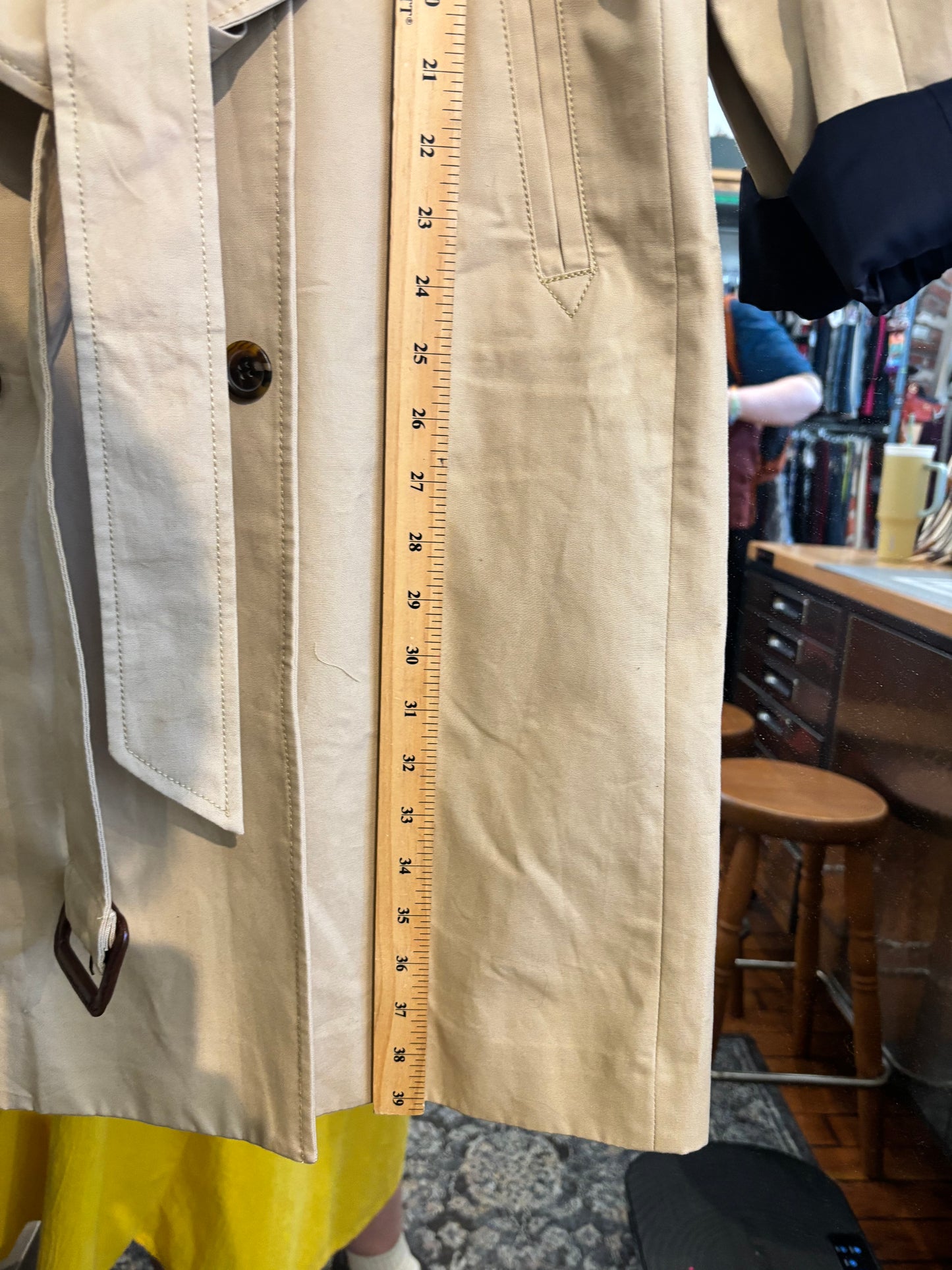 size 16 beige with navy lining J.Crew coat - trench