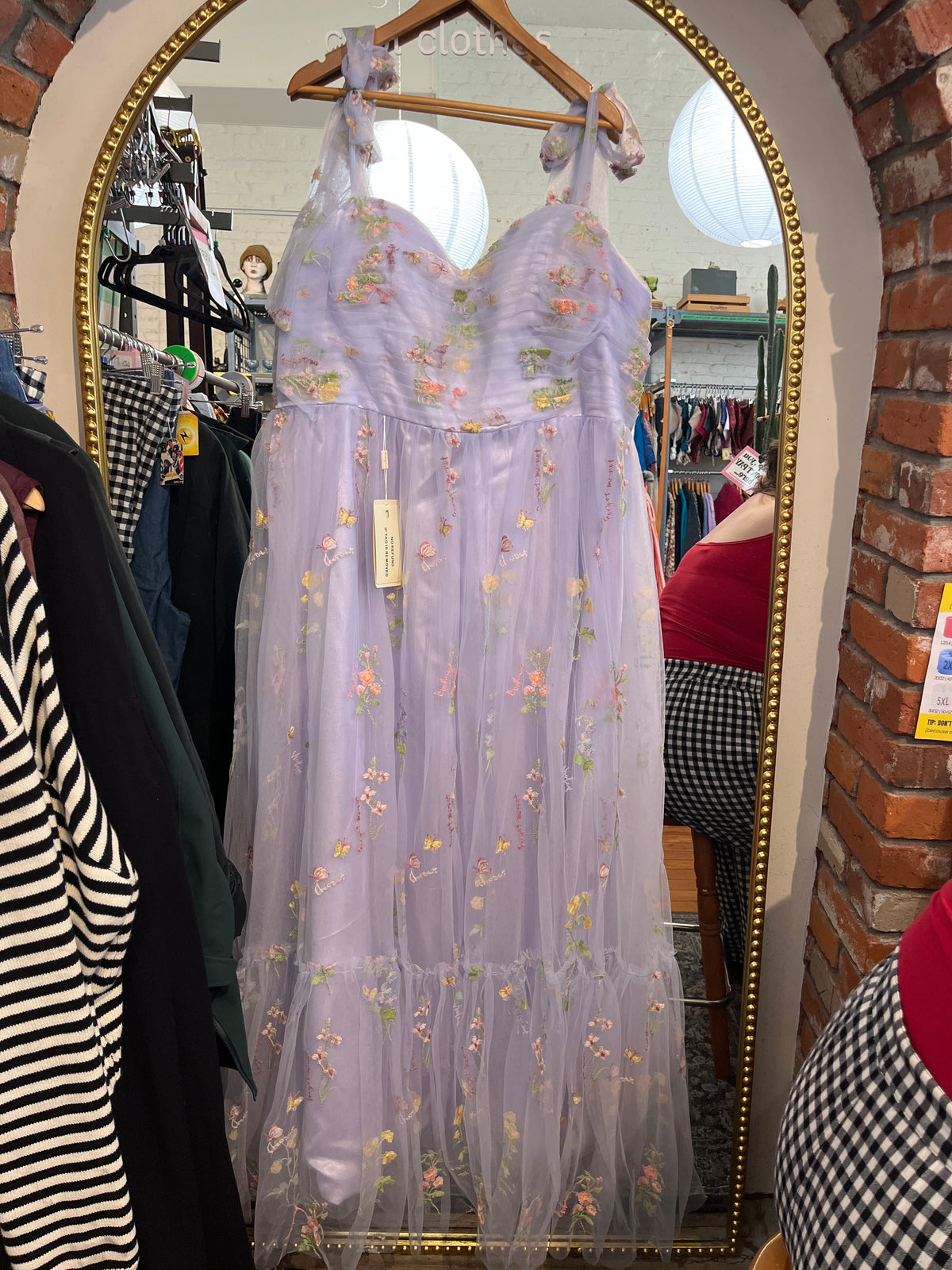 size flex lavender organza gown