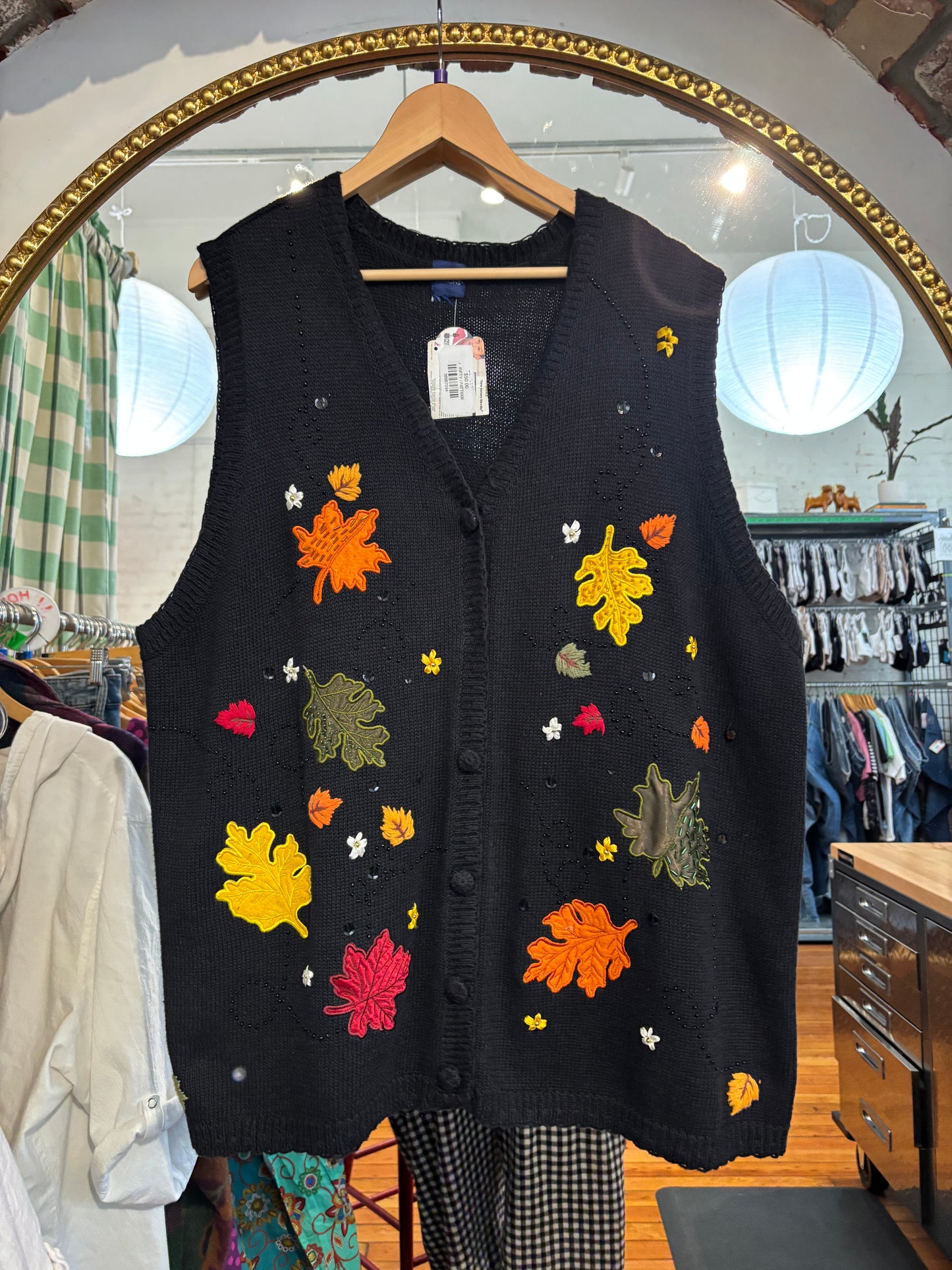 Vintage leaf vest - AS IS