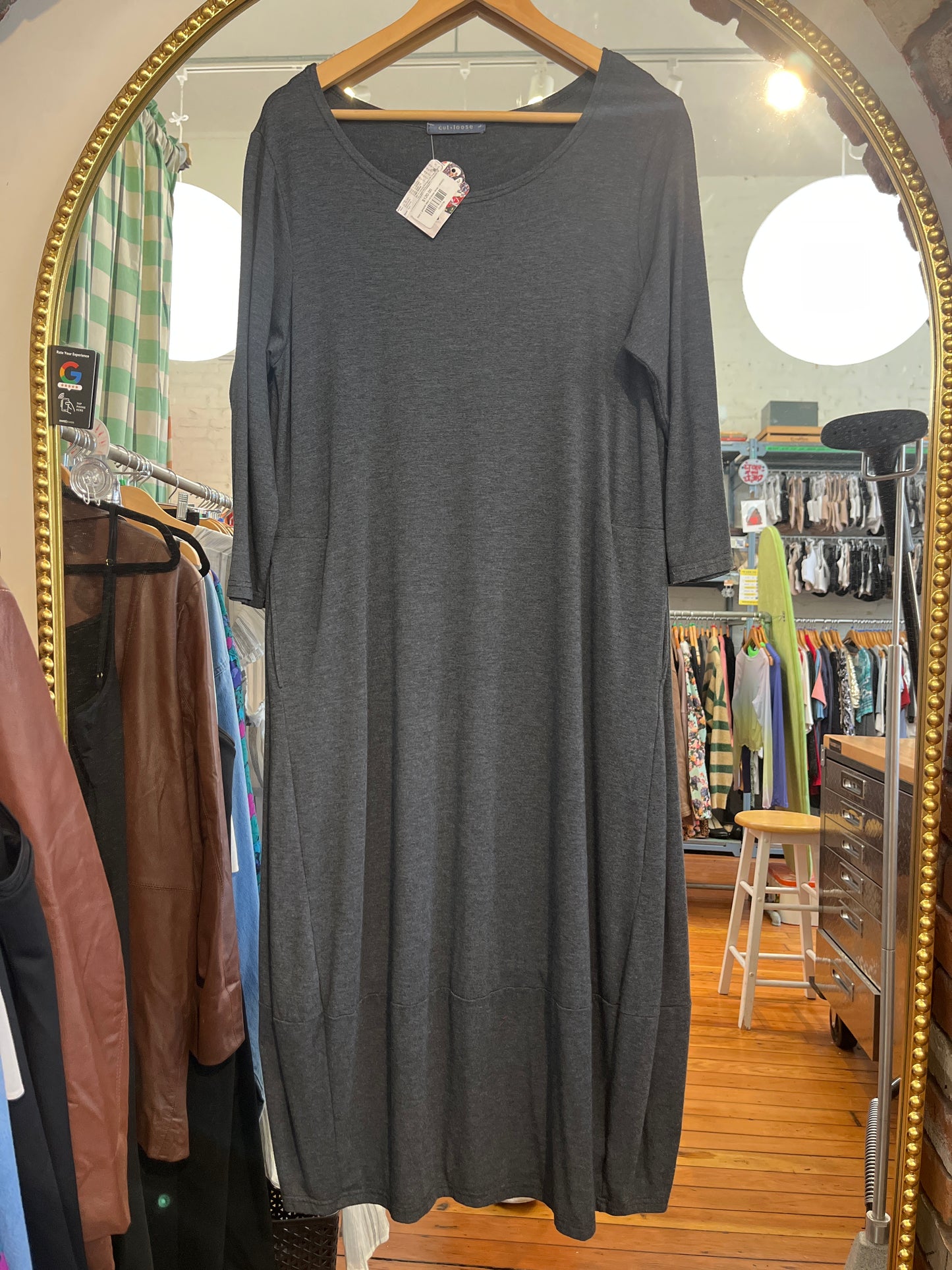 Size L greyish blue cut loose dress
