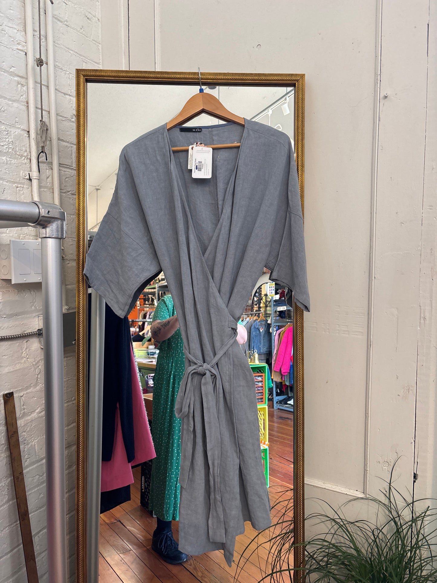 Kai and Klo Size 2X dusty blue  grey linen dress