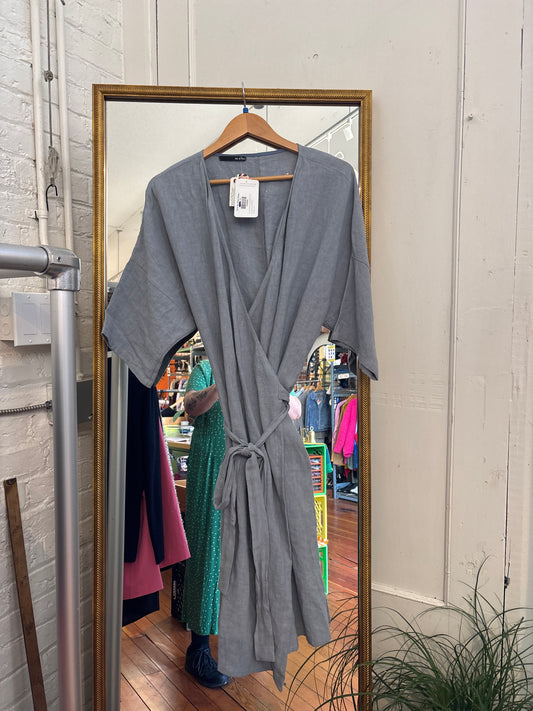 Kai and Klo Size 2X dusty blue  grey linen dress