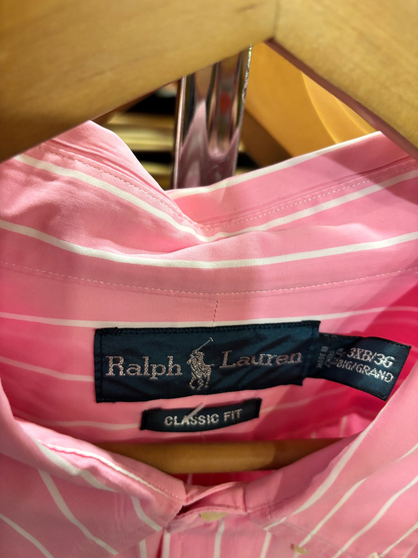 Size 3XB pink stripe Ralph Lauren button up top