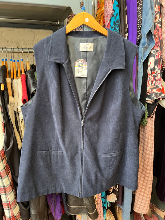 size 22 navy soft VINTAGE Jessica Plus vest - zip