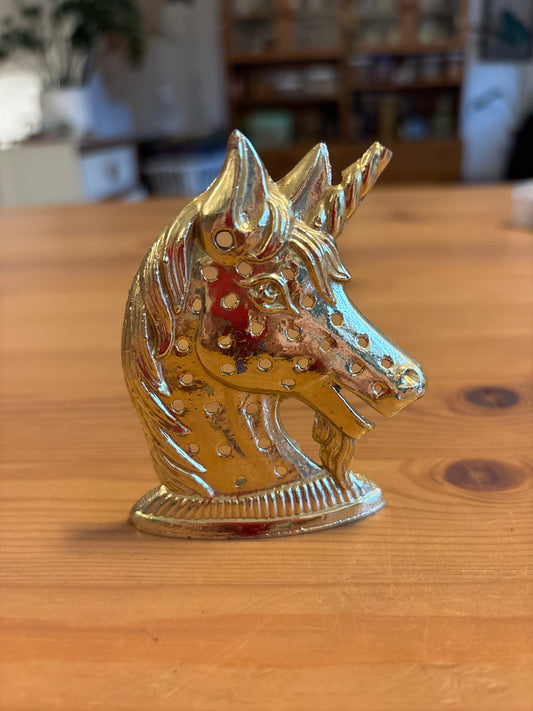 Vintage Unicorn Earring Holder Yellow and Gold Tone by Torino