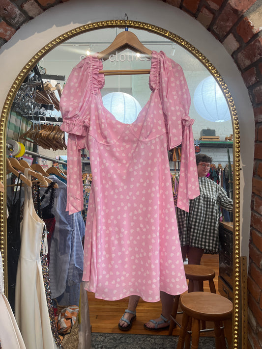 size 2X pink with white hearts Selkie dress - short