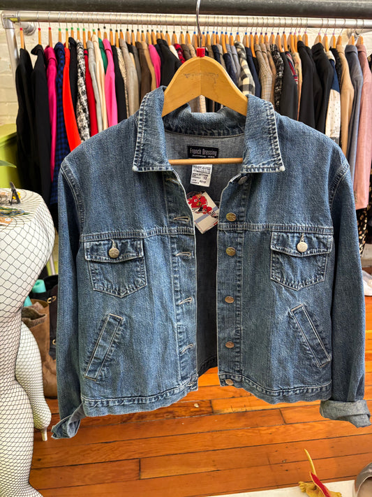 size L mid wash vintage French Dressing  jean jacket
