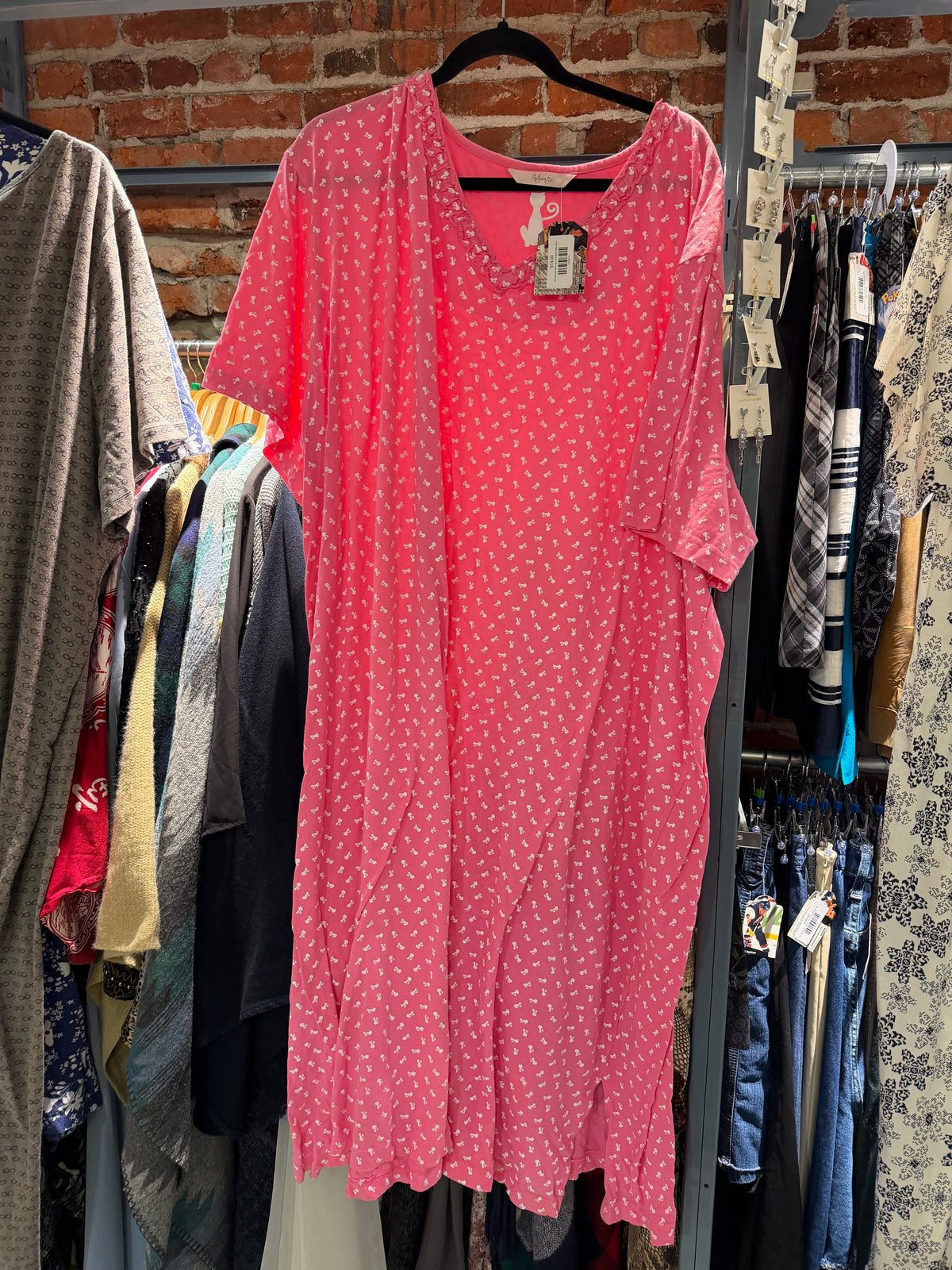 size 6X pink with cats intimates sleep dress