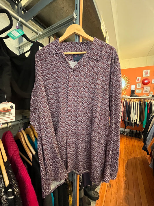 size 2XL burgundy blue dots Jolen Lennon top - button up