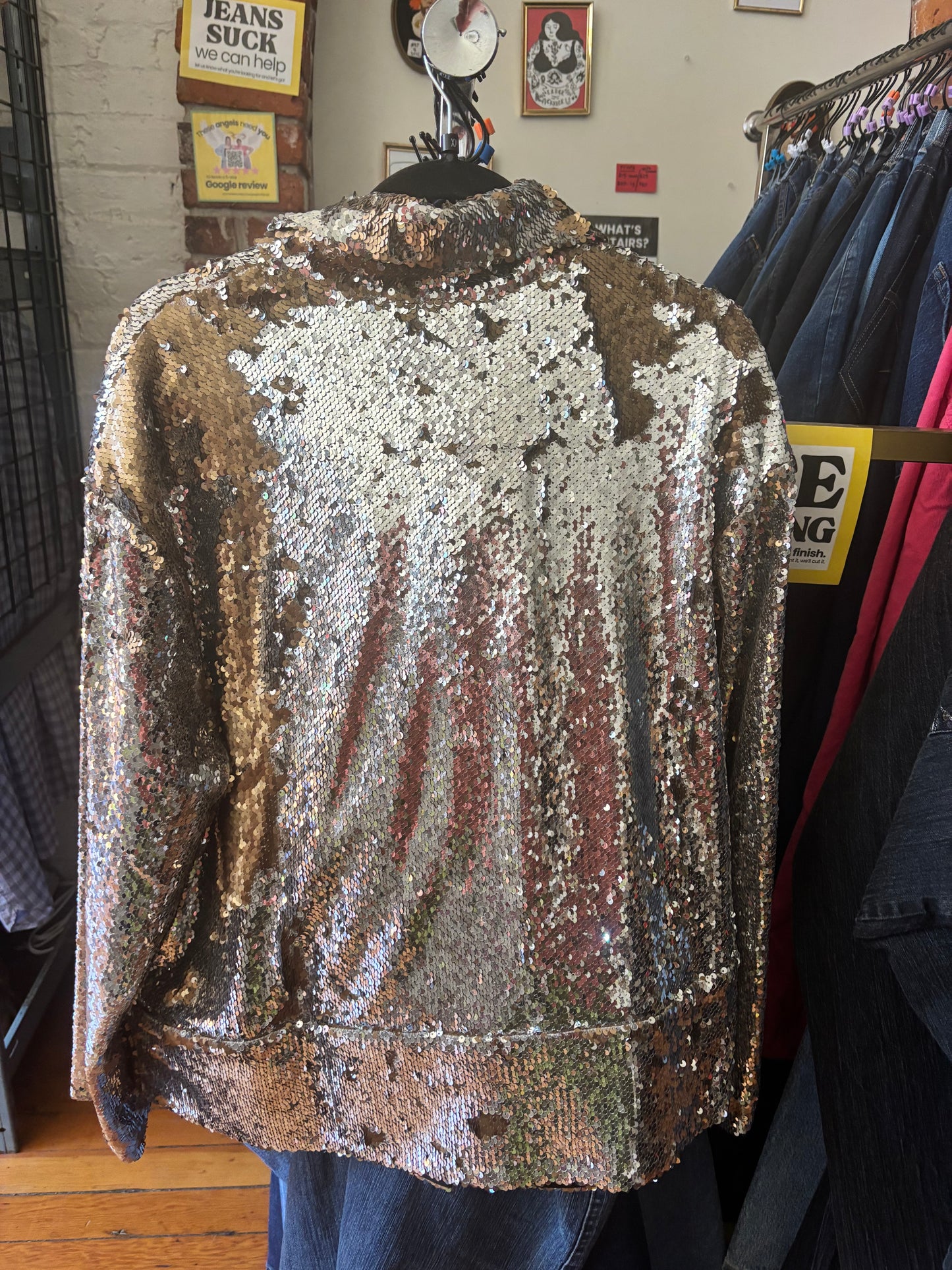 Silver/Gold Hilary Macmillan Sequin Bomber Jacket