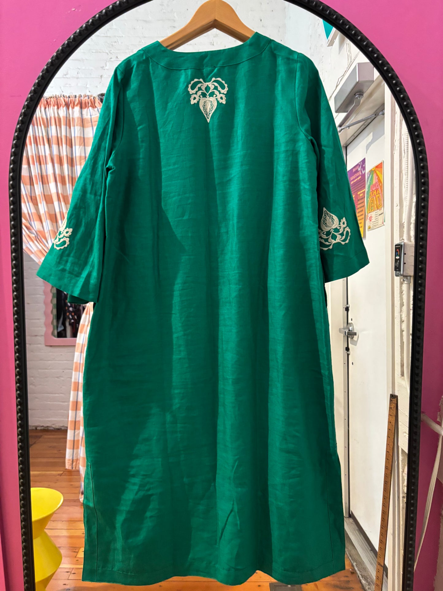 size 16 green with cream embroidery Selection by Ulla Popken dress - long