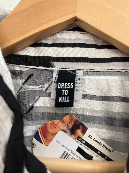 Size one size Black white grey sheer abstract Dress to Kill Top