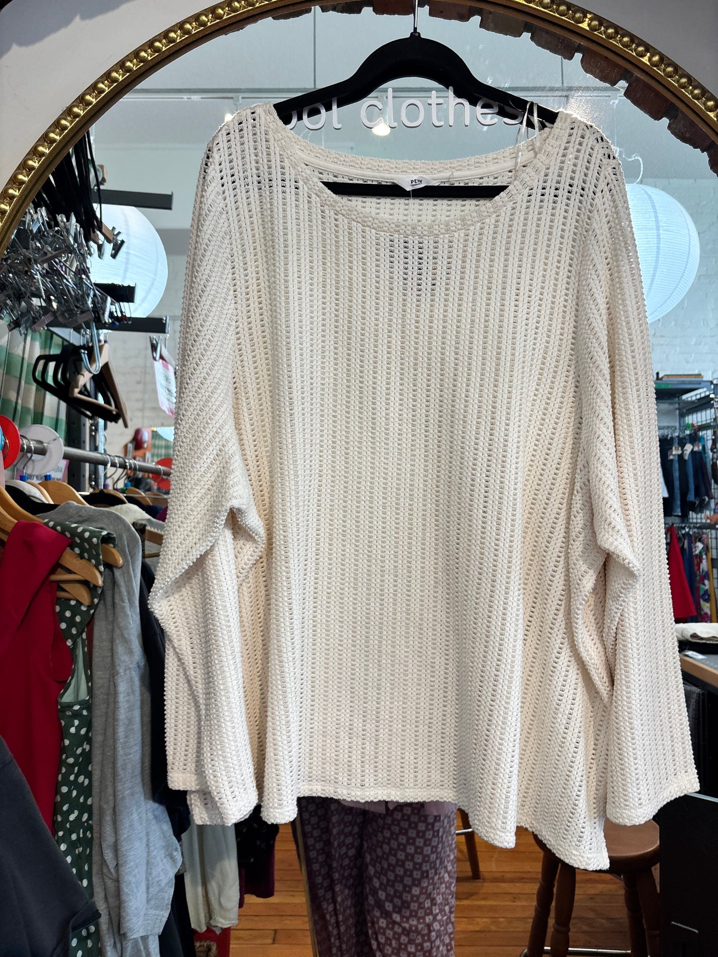 size 4X PENN cream cotton blend open fabric sweater