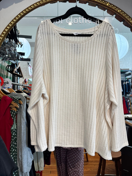 size 4X PENN cream cotton blend open fabric sweater