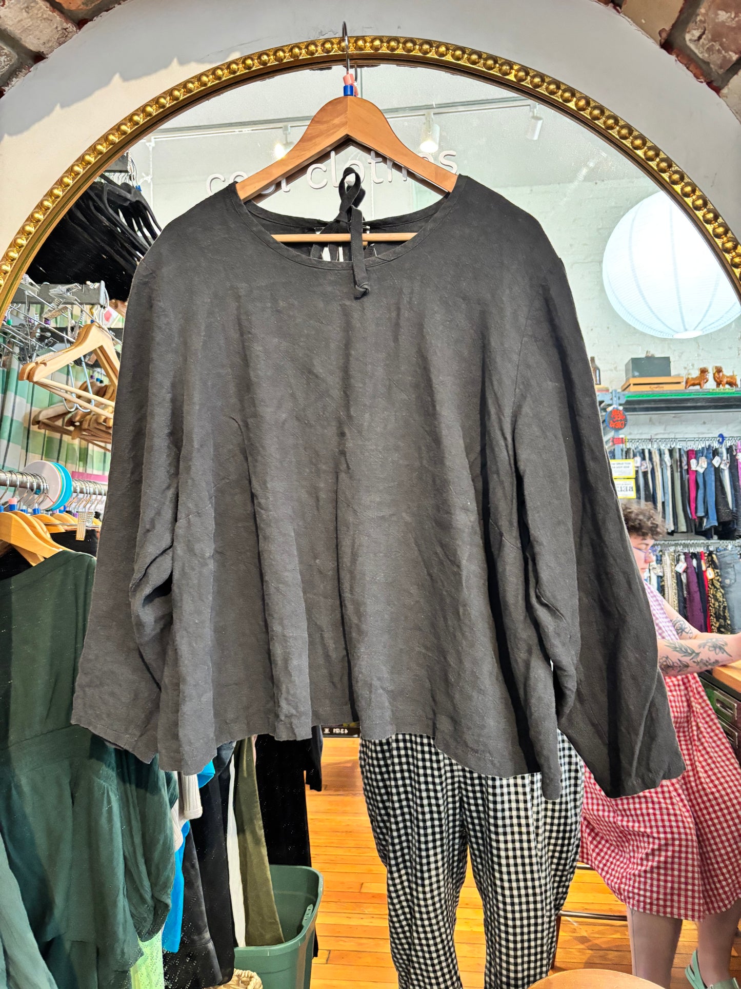 size flex black cotton Muna + Broad pattern top - ties