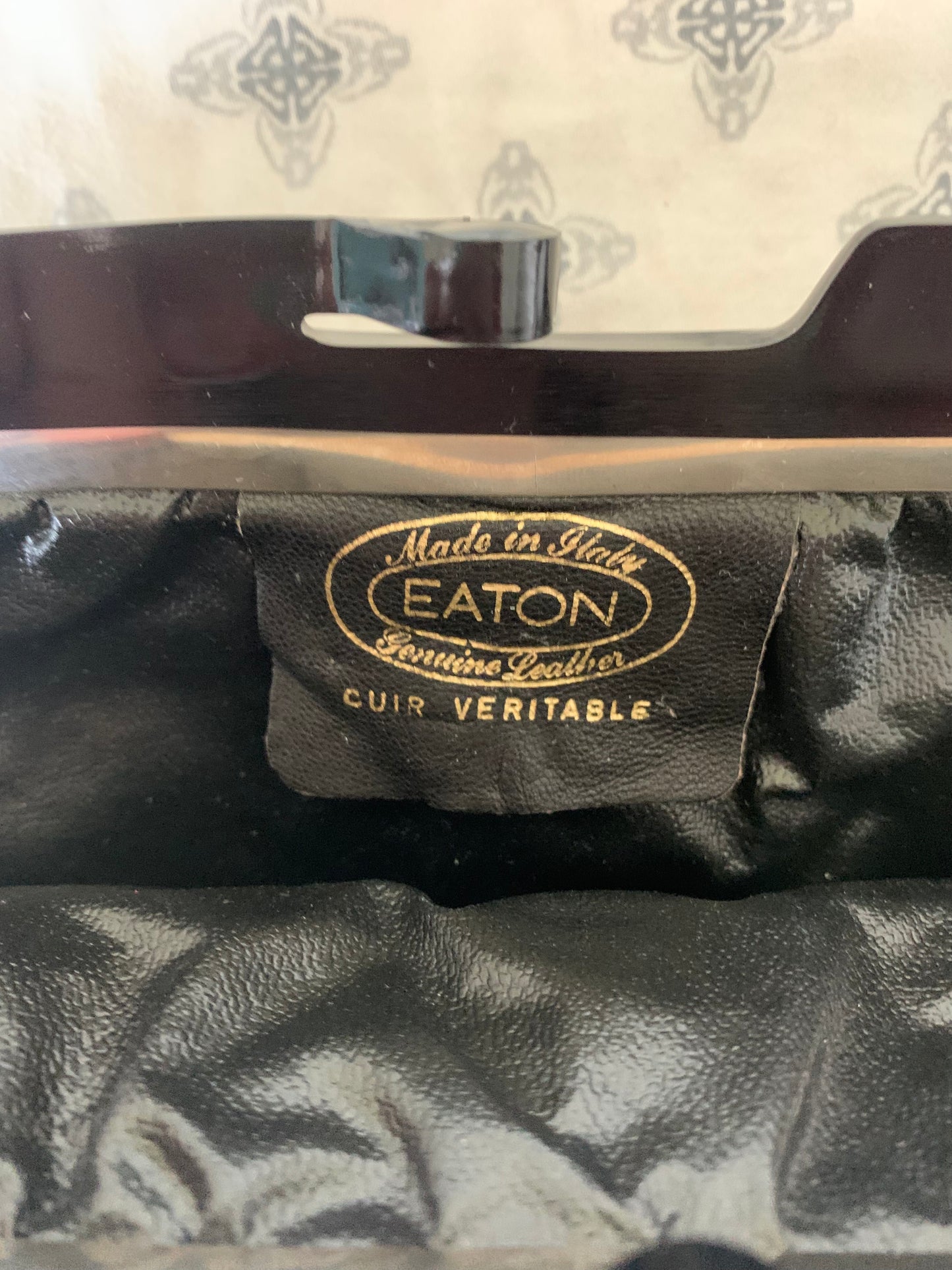 Vintage black leather clutch from EATON