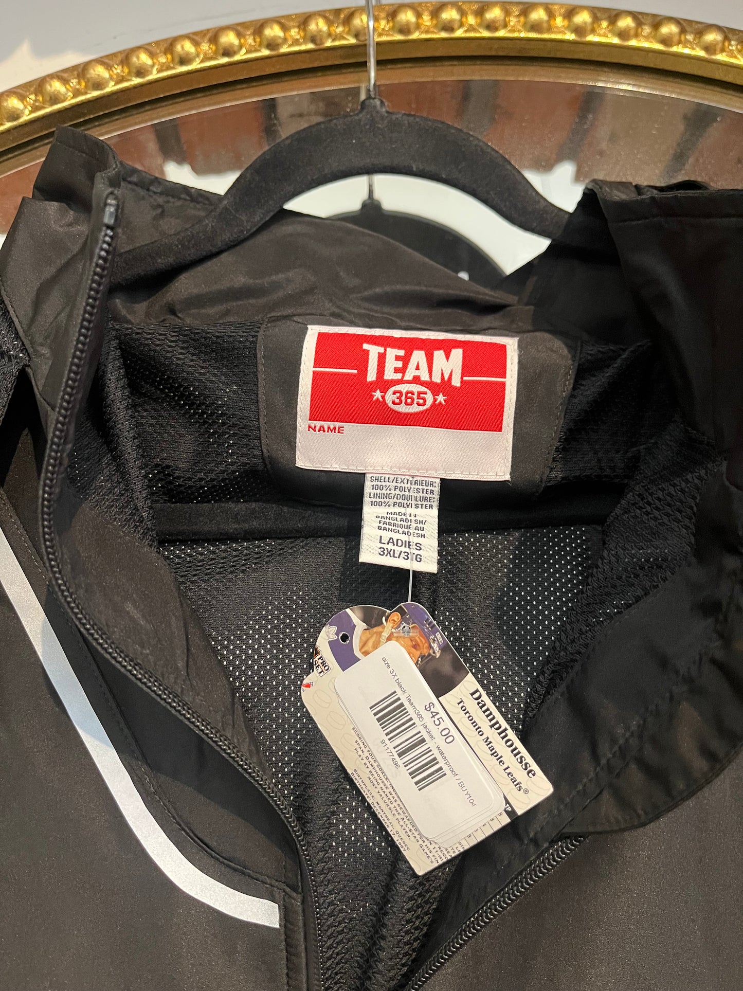 size 3X black Team365 jacket - waterproof