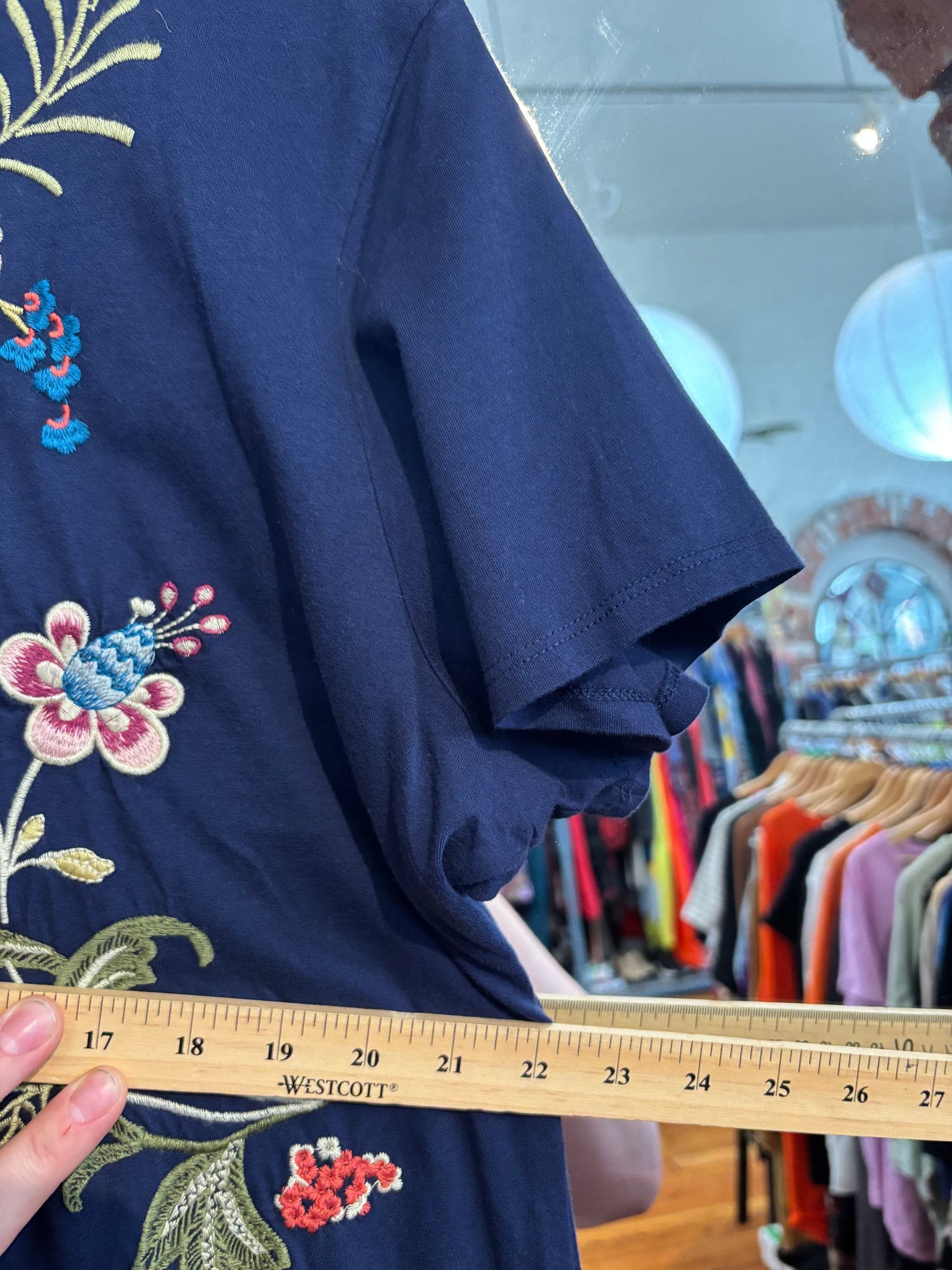 size XL navy with embroidery Johnny Was dress - midi