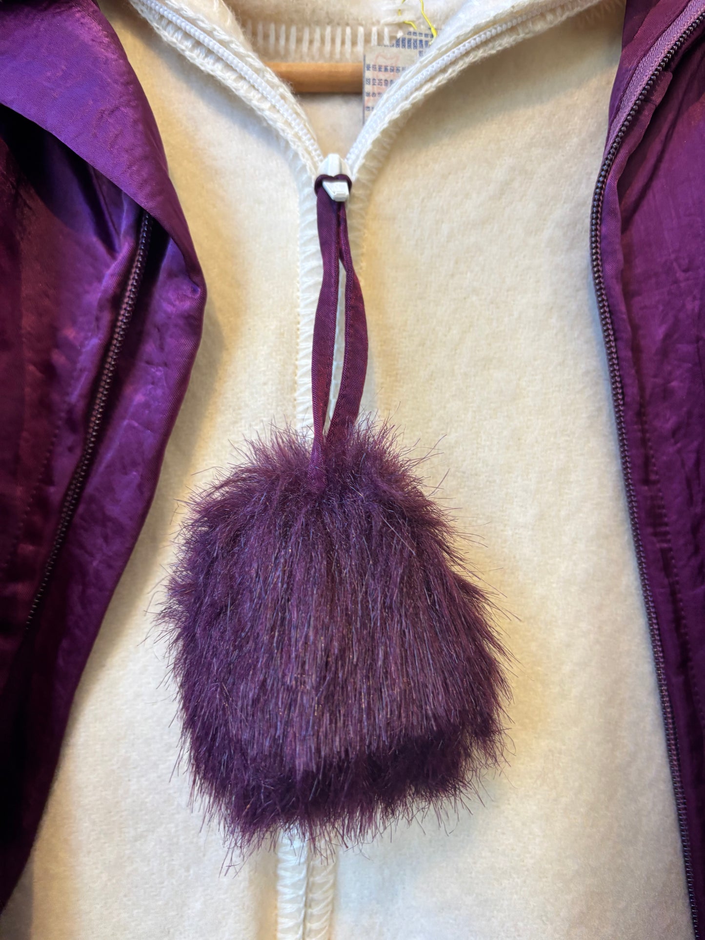 RARE Size L Vintage Linda Lundstrom 3 in 1 Coat Burgundy/Cream